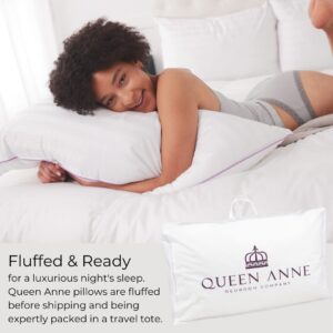 Queen Anne Luxury Hotel Pillows - Two Pack (2) - Majesty Down - Synthetic Down Alternative - Allergy Free Hypoallergenic Bed Pillows - Made in USA (Queen Firm)