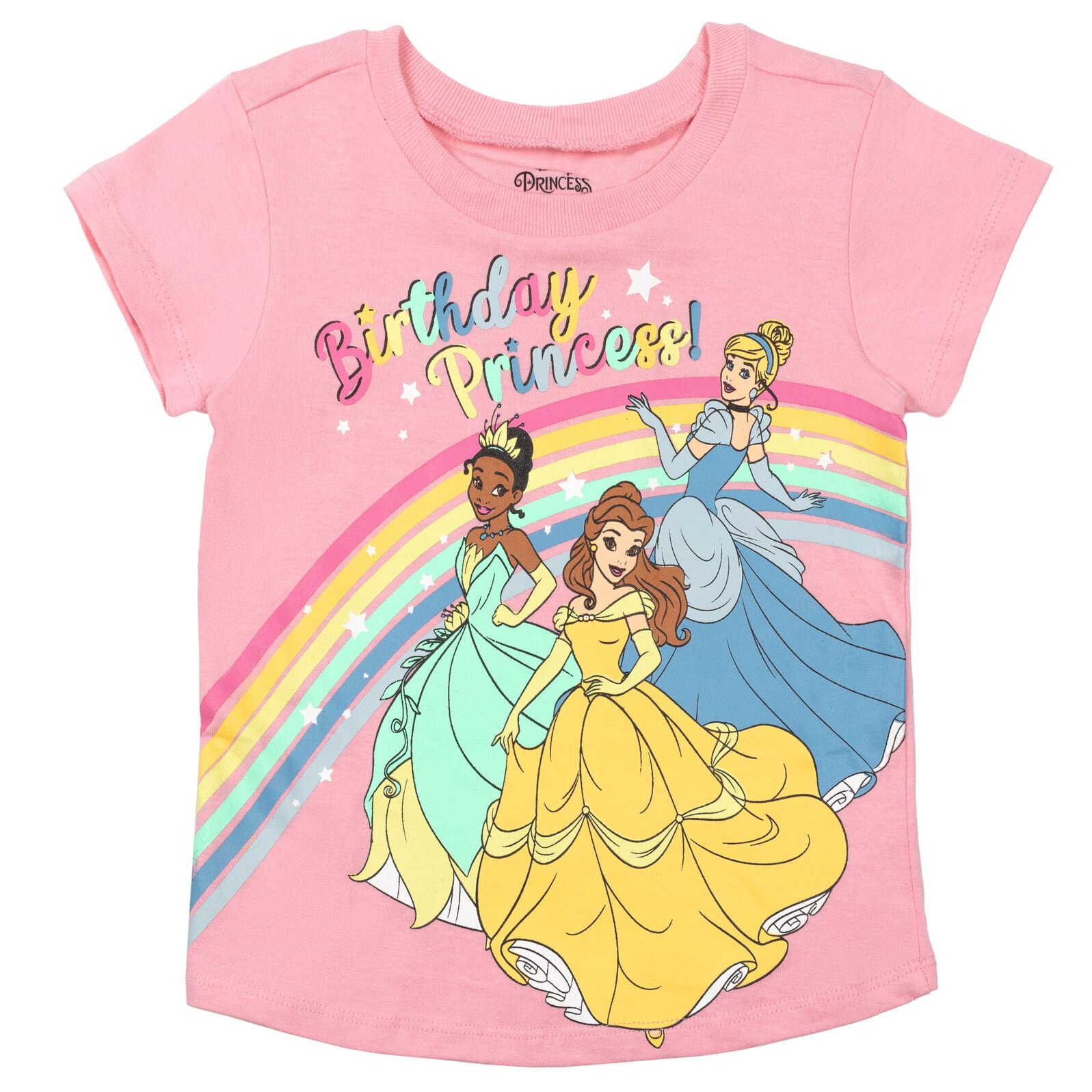 Disney Beauty and The Beast Princess Belle Cinderella Tiana Toddler Girls T-Shirt 4T Pink