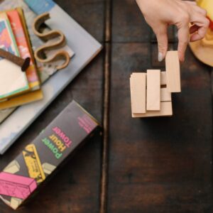 Power Hour Tower Party Game - Stacking Wooden Block for Adult Group Fun - Makes a Great Gift and Hilarious Activity