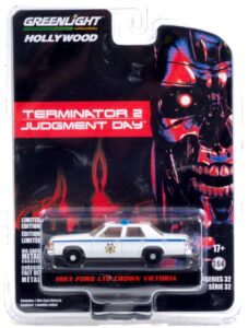 1983 ford ltd crown victoria police white terminator 2: judgment day (1991) movie hollywood series 1/64 diecast model car by greenlight 44920 d
