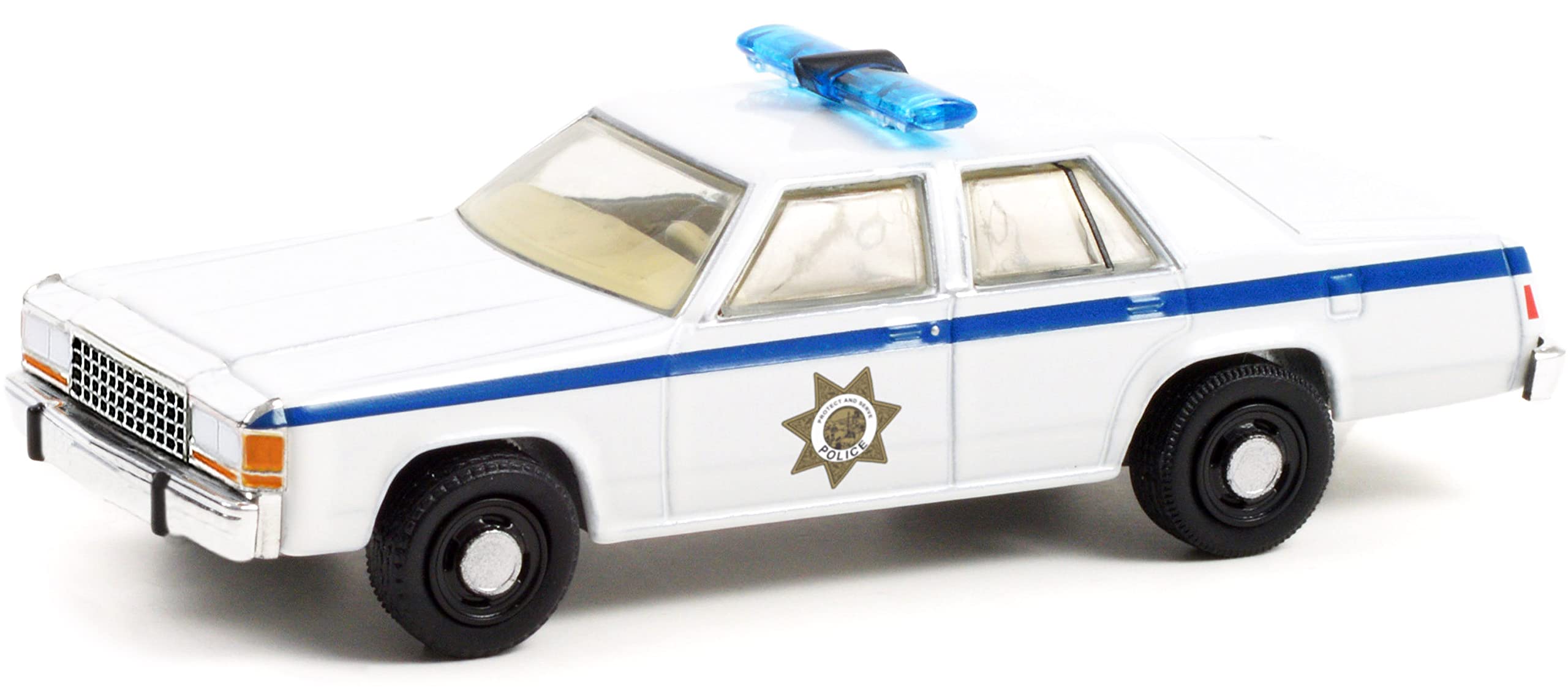 1983 Ford LTD Crown Victoria Police White Terminator 2: Judgment Day (1991) Movie Hollywood Series 1/64 Diecast Model Car by Greenlight 44920 D