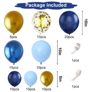 97PCS Navy Blue Balloon Garland Arch Kit, Metallic Blue and Macaron Blue Balloons, Gold Confetti and Metallic Gold Balloons Arch for Birthday Party Decorations, Wedding, Bridal Shower, Baby Shower