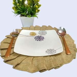 FIKIMOS Handmade Jute Firll Placemats Eco-Frindly Round Woven for Dining Table Wicker Placemats Size - 12" (1-Piece)