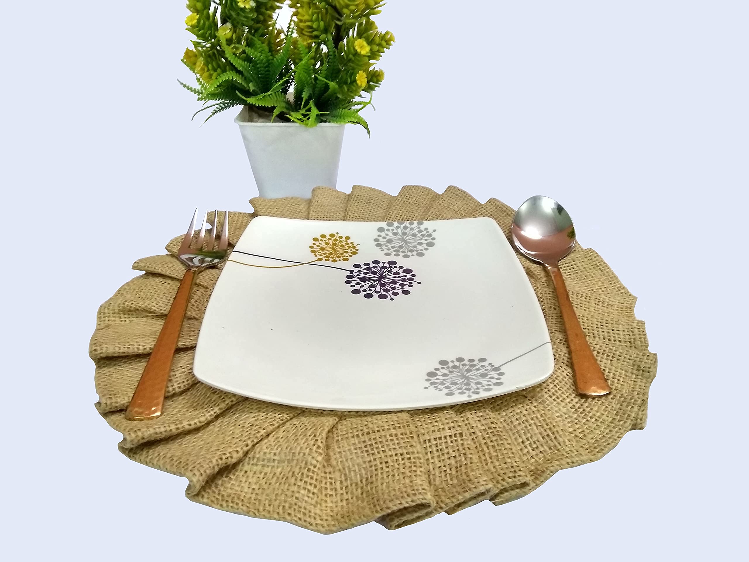 FIKIMOS Handmade Jute Firll Placemats Eco-Frindly Round Woven for Dining Table Wicker Placemats Size - 12" (1-Piece)