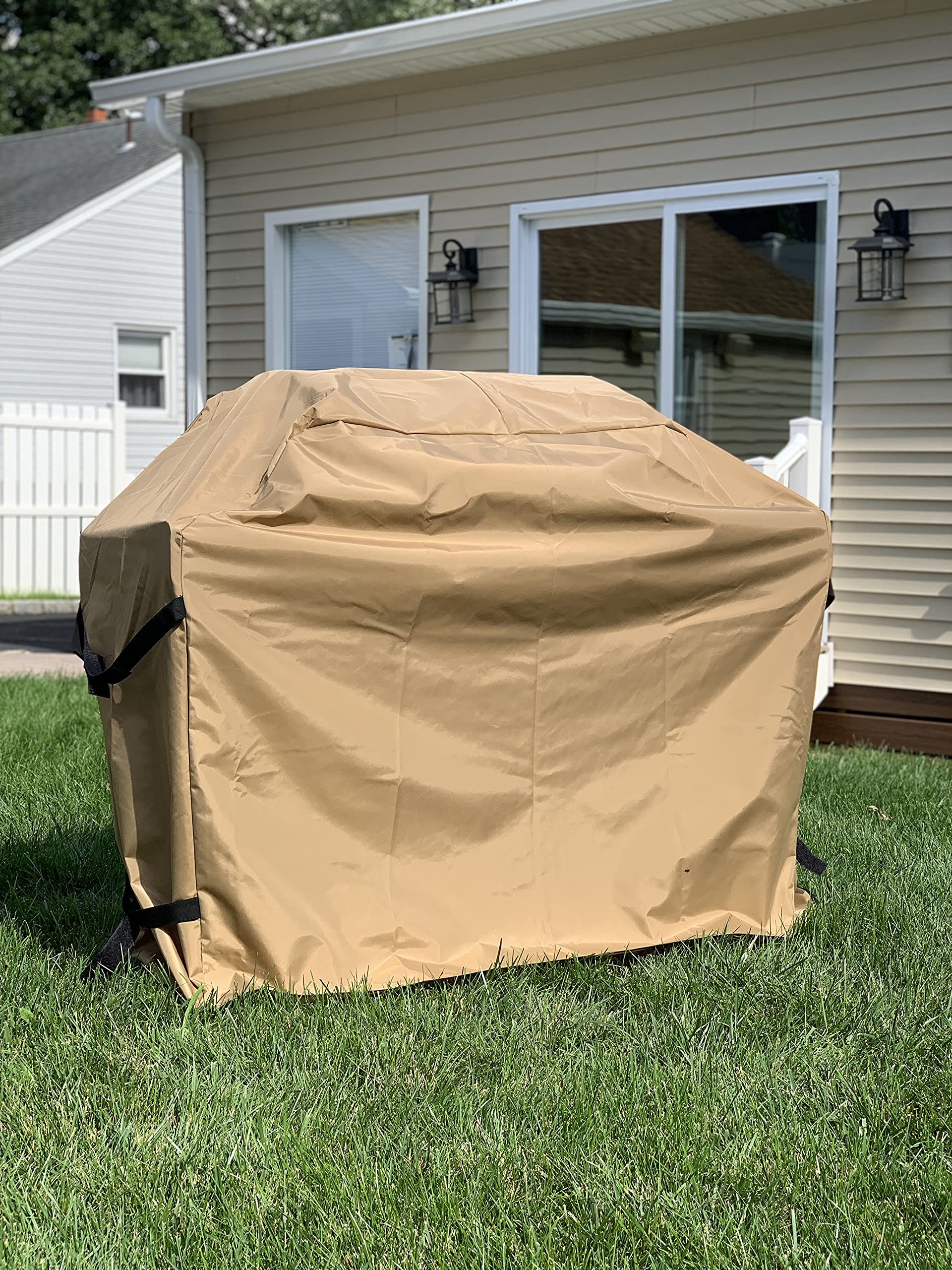 Comp Bind Technology Grill Cover, Compatible with Dyna-Glo 5 Burner Gas Grill Model DGH474CRP, Tan Padded Outdoor and Waterproof Cover Dimensions 55.2''W x 23.9''D x 47''H by Comp Bind