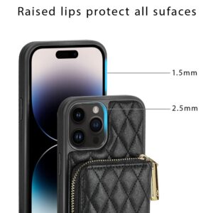 LAMEEKU Designed for iPhone 13 Pro Max Wallet Case with Card Holder, Leather Crossbody Case for Women Shockproof Case Compatible with iPhone 13 Pro Max, 6.7 Inch-Black