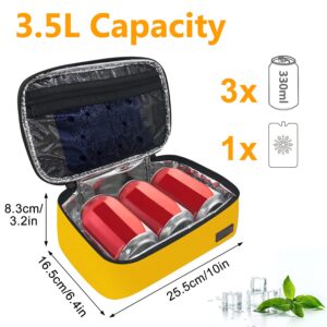 Gloppie Mini Lunch Box Small Kids Lunch Bag Compact Lunch Boxes for Men Women Insulated LunchBag Thermal Lunch Pail Petty Bento Box Bag Reusable Sandwich Containers Snack Box Yellow