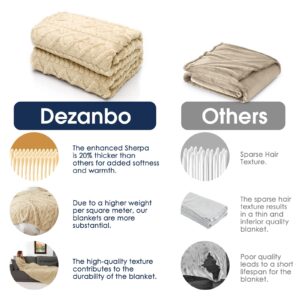 DEZANBO Twin Size Blanket for Bed: Soft Fleece Plush Sherpa - Fuzzy Fluffy Warm Cozy Lightweight 70x80 Inch Beige