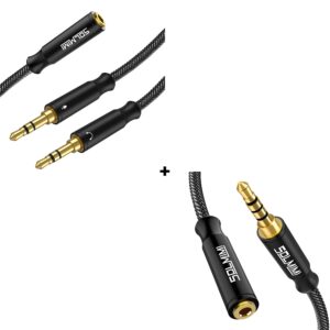 solmimi bundle headset splitter cable with 4 pole trrs headphone extension cable 4ft