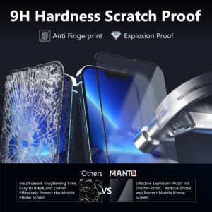 MANTO 3 Pack Screen Protector for iPhone 13 Pro Max 6.7 inch and 2 Pack Camera Lens Protector, HD Clear Full Coverage Premium Tempered Glass Film, 9H Hardness, Bubble Free, Easy Install Tool