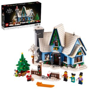 lego icons santa’s visit 10293 christmas house model building set for adults and families, festive home décor with xmas tree, gift idea