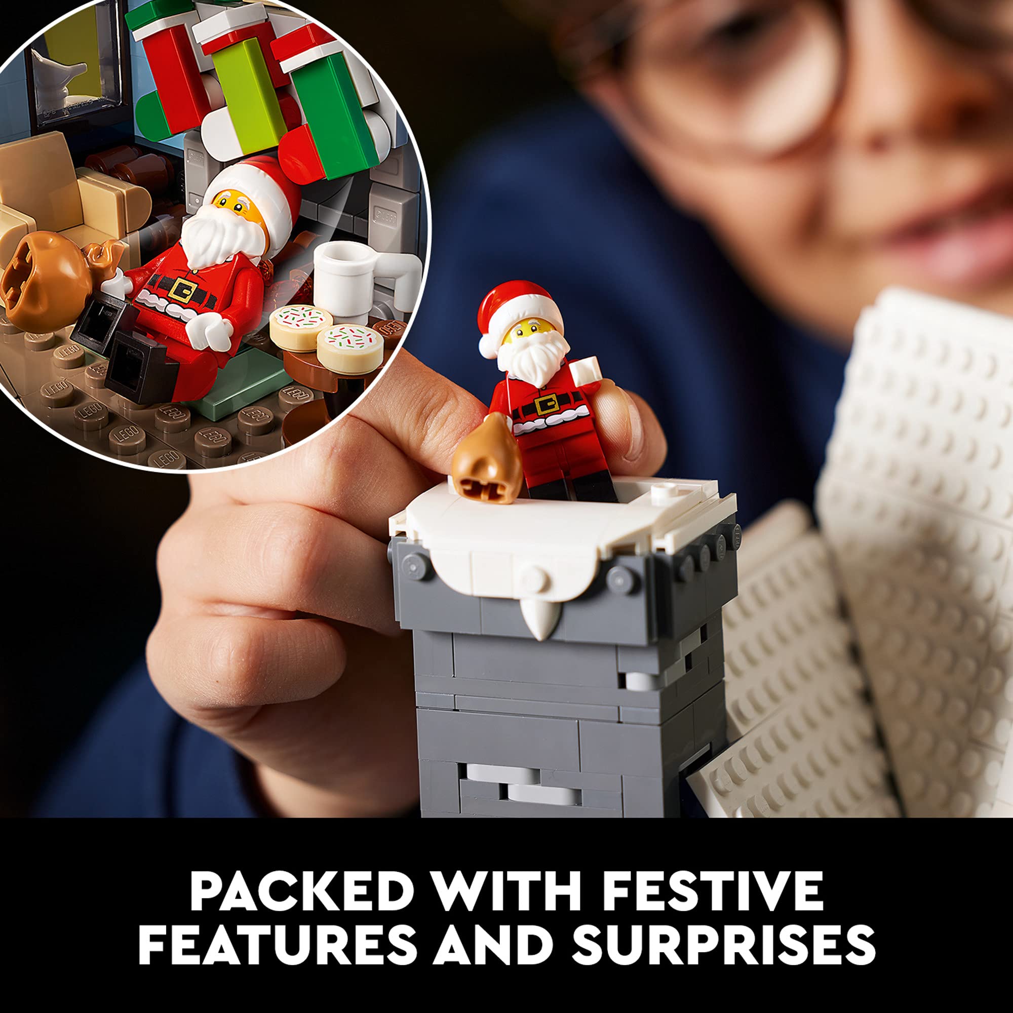 LEGO Icons Santa’s Visit 10293 Christmas House Model Building Set for Adults and Families, Festive Home Décor with Xmas Tree, Gift Idea