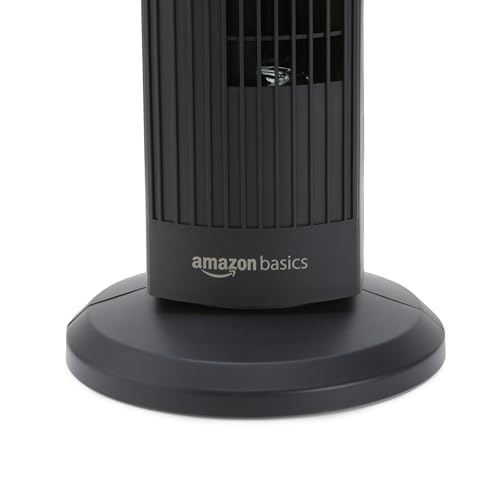 Amazon Basics Oscillating Tower Fan with Mechanical Control, Manual 3 Speeds, for Bedroom, for Home, 28 Inch, Black