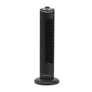 Amazon Basics Oscillating Tower Fan with Mechanical Control, Manual 3 Speeds, for Bedroom, for Home, 28 Inch, Black