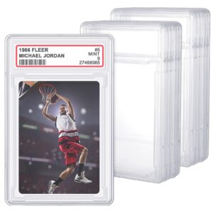 trading cards protector case acrylic clear baseball card holders with label position hard card sleeves small sturdy storage box for card standard collector sport game grade card case (12 pieces)