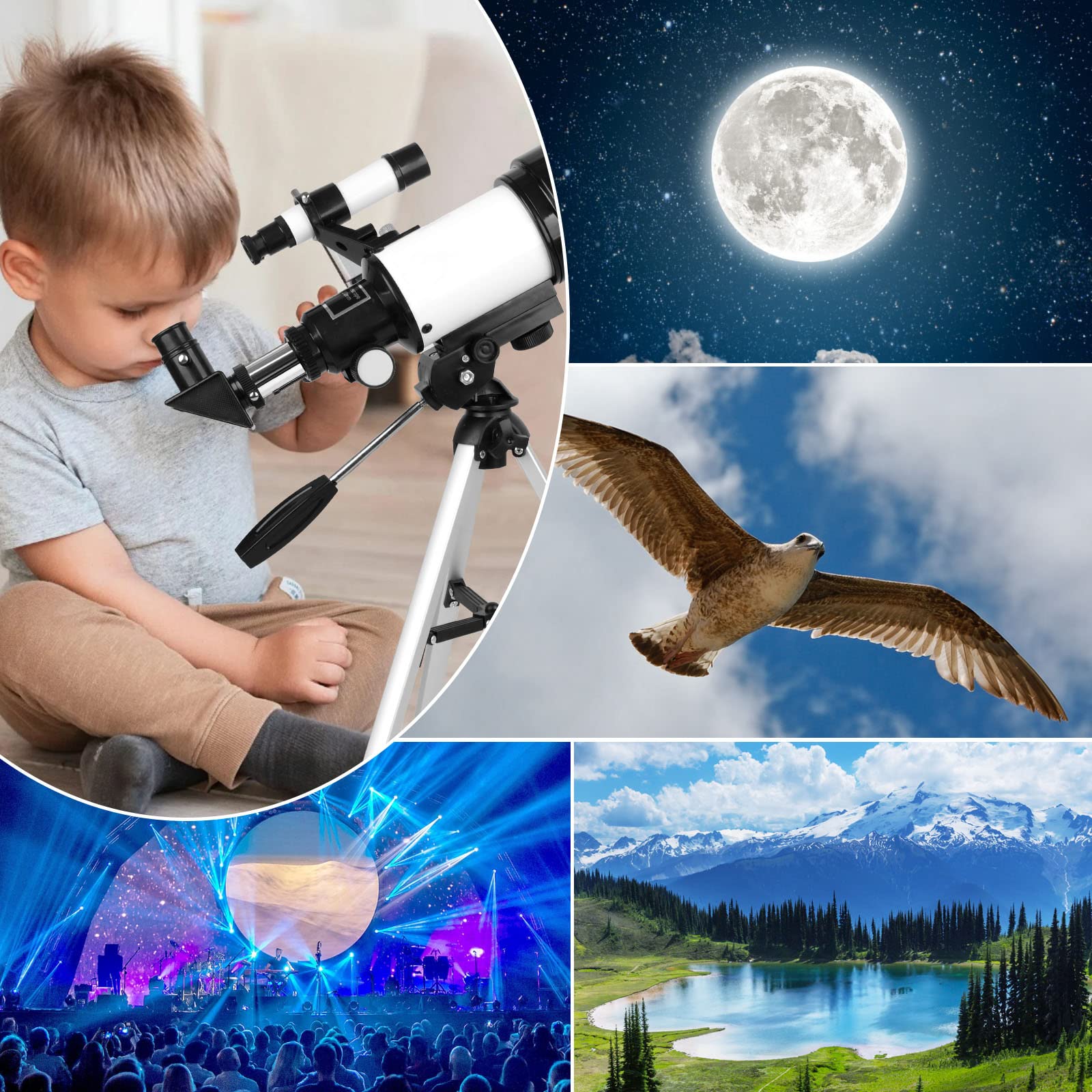 Telescope for Adults & Kids, Telescope, 70mm Aperture Refractor Telescope for Adults Astronomy Beginners Portable with Smartphone Adapter Ideal for Kids