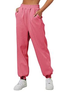 yovela pink pants for women cute sweatpants teen girls pants high waist y2k trendy lounge trousers with pockets,