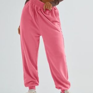 Yovela Pink Pants for Women Cute Sweatpants Teen Girls Pants High Waist Y2k Trendy Lounge Trousers with Pockets,