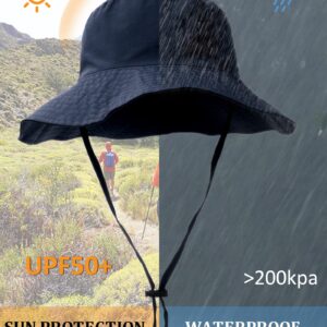 Waterproof Sun UPF 50+ Bucket Hat UV Protection Packable Brimmed Boonie for Women Men Summer Lightweight Hiking Outdoor Cap Navy Blue