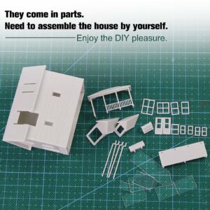 4pcs N Scale Model Blank Buildlings Kit Unassembled Houses for Model Train Layout JZ01JJ (N Scale-4 Units)