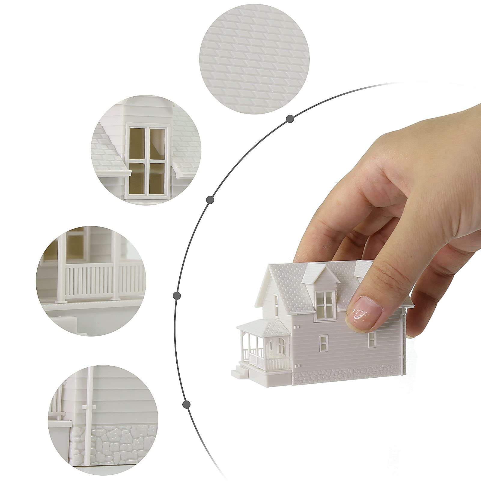 4pcs N Scale Model Blank Buildlings Kit Unassembled Houses for Model Train Layout JZ01JJ (N Scale-4 Units)