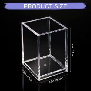 6 Pieces Clear Acrylic Pen Holder Makeup Brush Holder Desktop Holder Desk Goth Accessories Square Stationery Organizer, Transparent Pencil Holder Acrylic for Home Office School