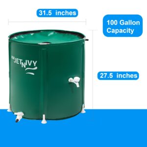 KMJETNIVY Rain Barrel Upgrade Anti-Collapse Collapsible Rainwater Collection System,Portable Water Storage Tank,Garden Water Catcher（Green,100G