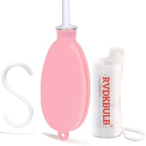 RVDKBULB Reusable Silicone Travel Douche Bag - Vaginal Douche for Women, Pocket size, 24 Fl Oz Capacity, Pink