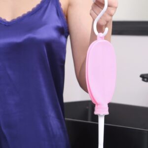 RVDKBULB Reusable Silicone Travel Douche Bag - Vaginal Douche for Women, Pocket size, 24 Fl Oz Capacity, Pink