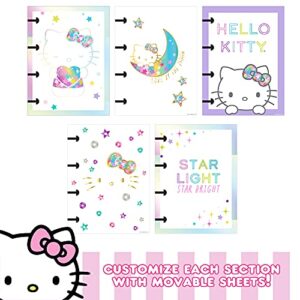 Hello Kitty DIY Glitter Micro Journal by Horizon Group USA, 40+ Stationery Accessories Including Hello Kitty Stickers, Surprise Keychain, Interchangeable Binder Discs, Squishy Glitter Cover & More