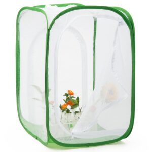 two doors large monarch butterfly habitat, insect mesh cage, caterpillar enclosure terrarium pop-up (24 x 24 x 36 inches)