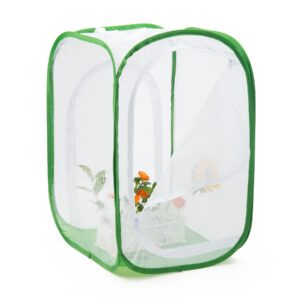 Two Doors Large Monarch Butterfly Habitat, Insect Mesh Cage, Caterpillar Enclosure Terrarium Pop-up (24 x 24 x 36 inches)