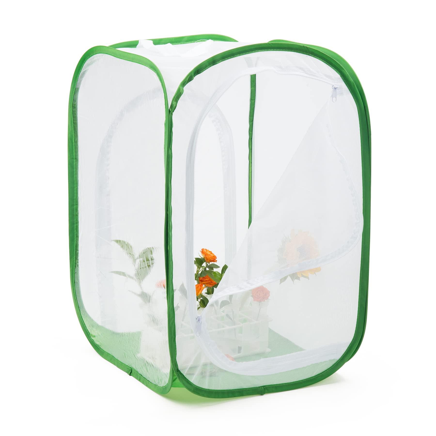 Two Doors Large Monarch Butterfly Habitat, Insect Mesh Cage, Caterpillar Enclosure Terrarium Pop-up (24 x 24 x 36 inches)