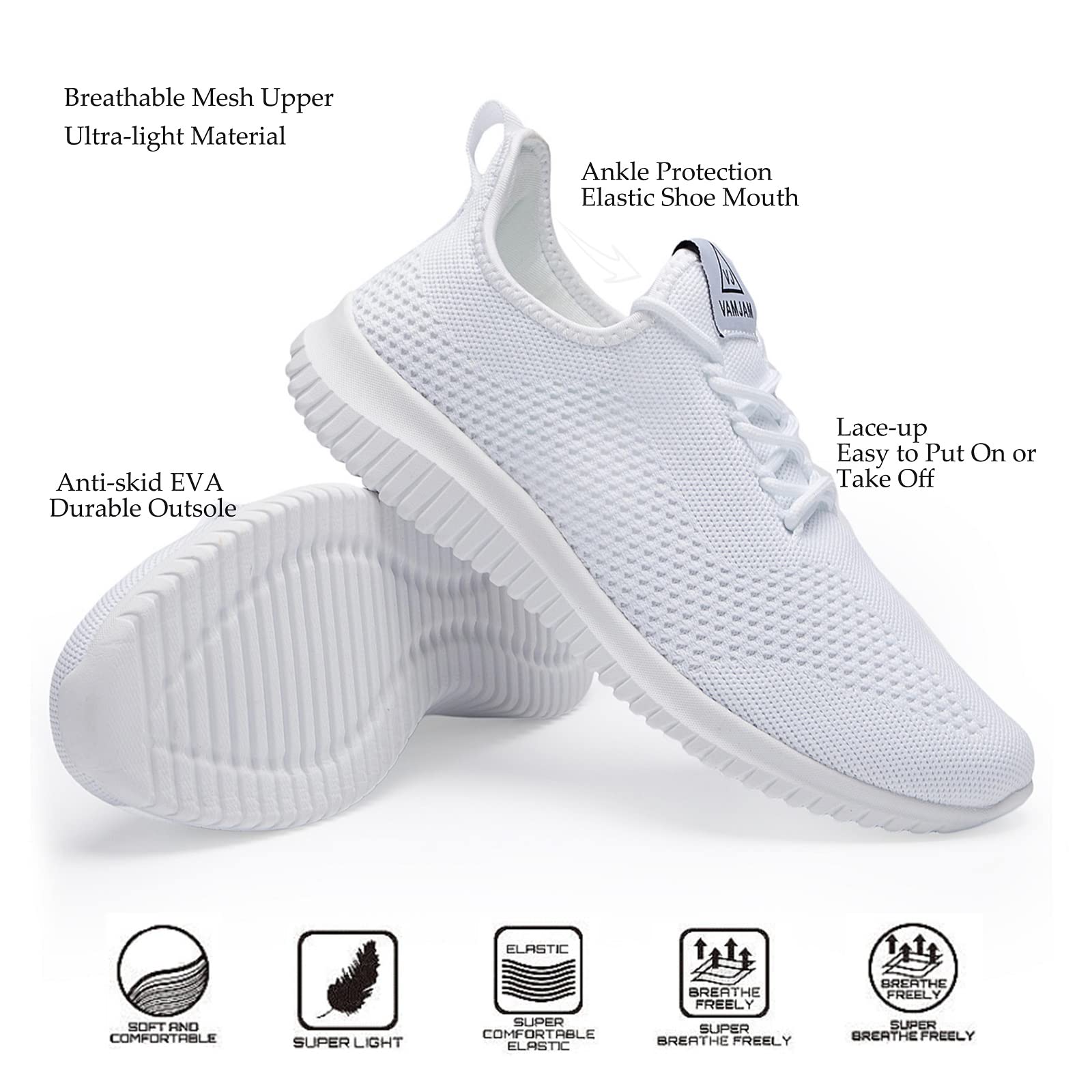 BXYJDJ Men's Running Shoes Walking Trainers Sneaker Athletic Gym Fitness Sport Shoes Lightweight Casual Working Jogging Outdoor Shoe White Size12.5