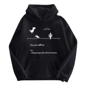 Women's Cute Graphic Hoodies Long Sleeve Casual Tee Shirt Drawstring Hooded Pullover Sweatshirt Fall Tops Blouse Black