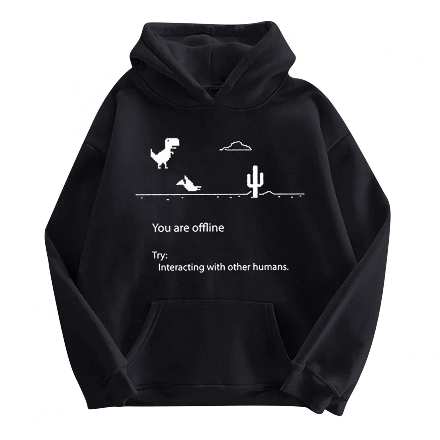 Women's Cute Graphic Hoodies Long Sleeve Casual Tee Shirt Drawstring Hooded Pullover Sweatshirt Fall Tops Blouse Black