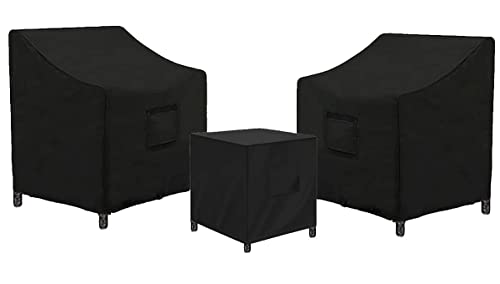 SIRUITON 3 Piece Outdoor Veranda Patio Garden Furniture Cover Set with 420D Durable and Water Resistant Fabric,Fit for Outdoor Wicker Patio Furniture Sets/Rattan Chair Conversation Sets-Balck