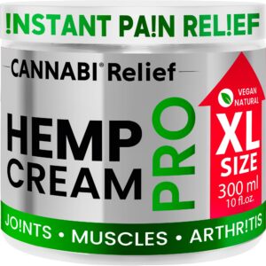 cannabi relief hemp cream pro 10 fl. oz premium high strength 10-in-1 formula | hemp oil menthol rosemary calendula | gel for knee back muscle joint neck shoulders elbows hands hips wrists full body