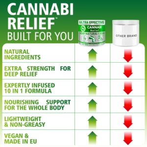 Cannabi Relief HEMP CREAM PRO 10 fl. oz Premium High Strength 10-in-1 Formula | Hemp Oil Menthol Rosemary Calendula | Gel for Knee Back Muscle Joint Neck Shoulders Elbows Hands Hips Wrists Full Body