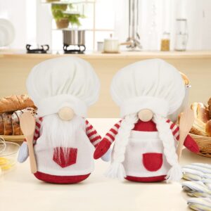 BeHeSo Kitchen Chef Gnome Plush Valentines Birthday Gnomes Dolls Handmade Plush Coffee Gnomes Collection Gifts - Cooking Gnome Stuffed Toys Knomes for Table Farmhouse Decor Home Ornament 2PCS