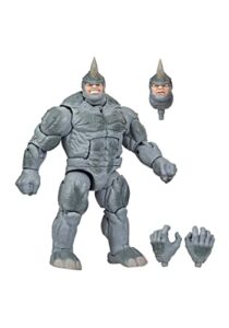 spider-man marvel legends series 6-inch marvel’s rhino retro action figure toy, includes 3 accessories
