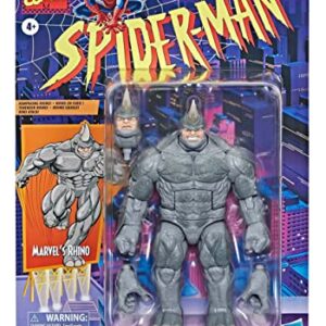 Spider-Man Marvel Legends Series 6-inch Marvel’s Rhino Retro Action Figure Toy, Includes 3 Accessories