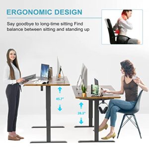 Monomi Electric Height Adjustable Standing Desk, 48x24 Inches, Ergonomic Home Office Sit/ Stand Up Desk (Black Steel Frame/Rustic Brown Top)