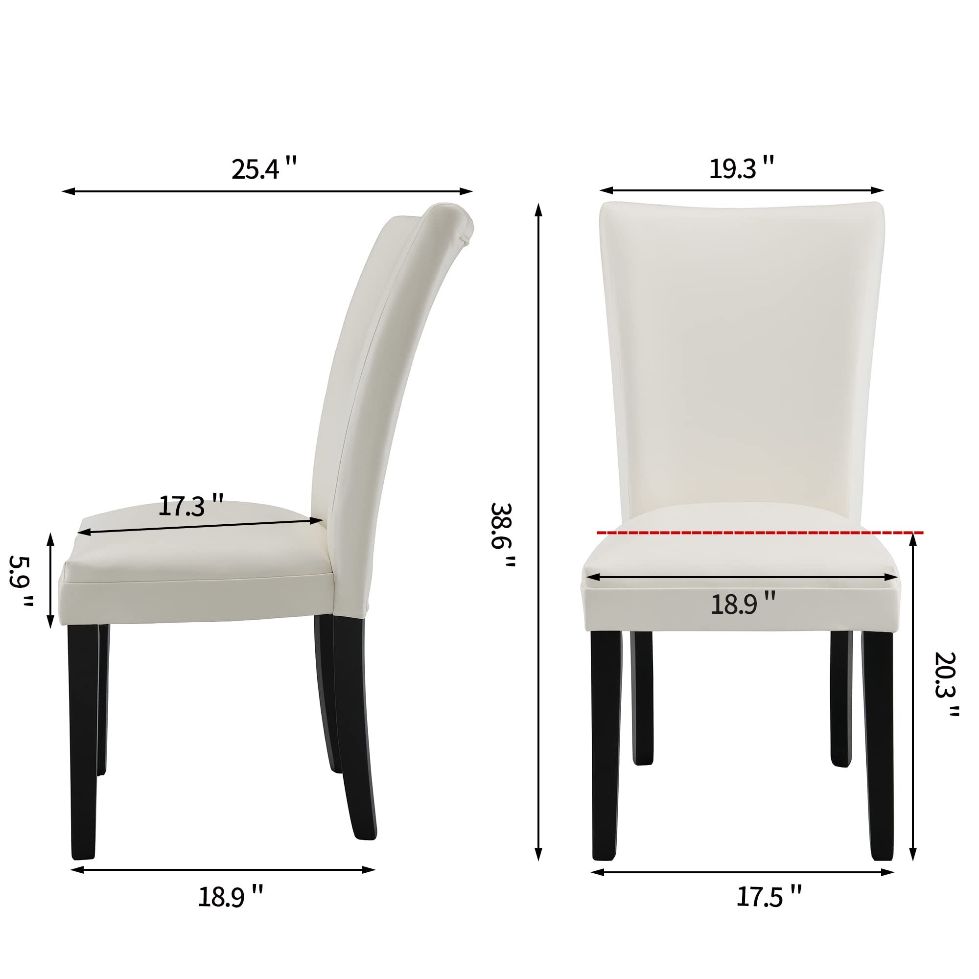 LEEMTORIG White Parsons Chairs Faux Leather Upholstered Dining Room Chairs, Accent Kitchen Chairs Sturdy Dining Chairs Set of 2, Ivory White, CY-1331-WT