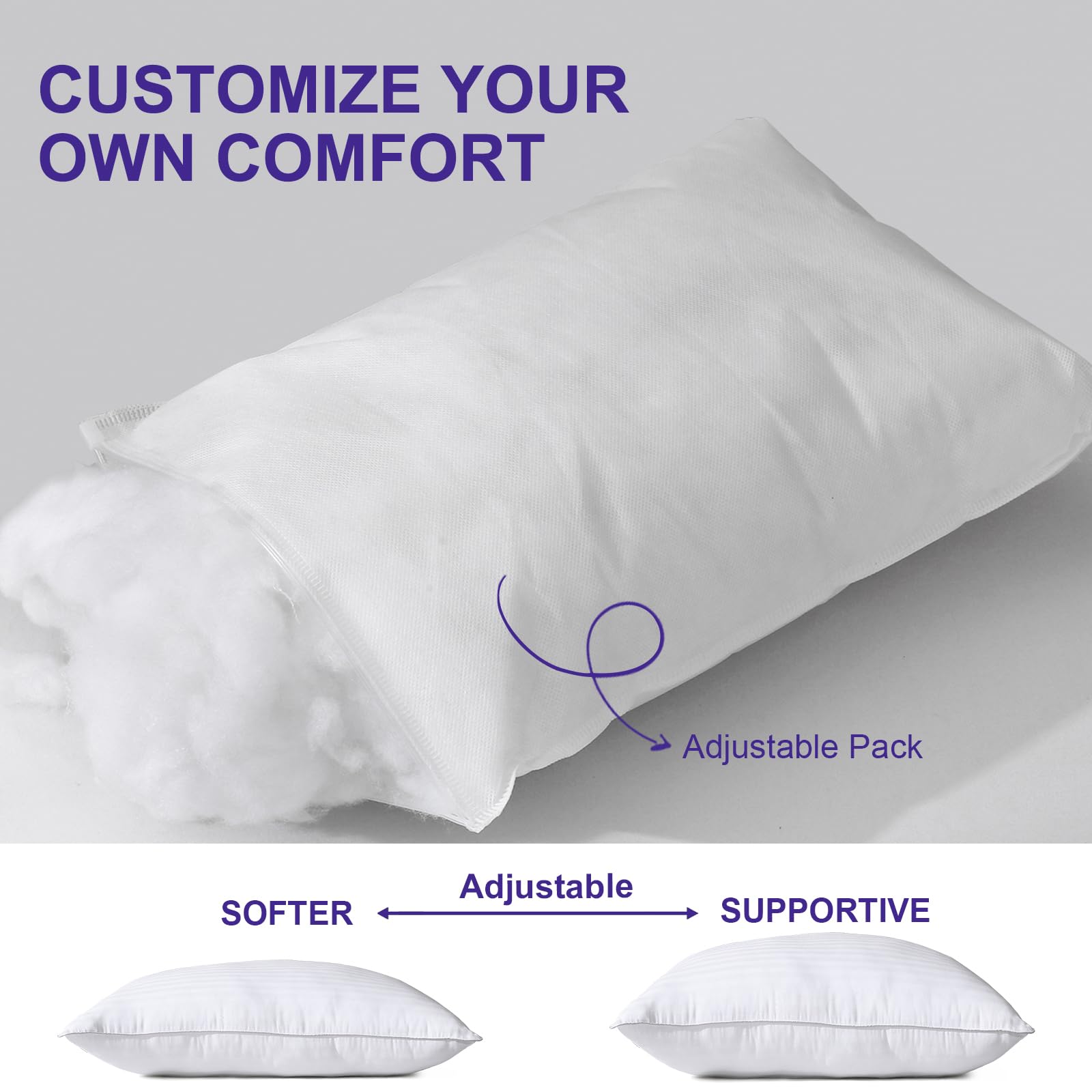 HOMELAB 2 Pack Standard Pillows for Sleeping - 100% Breathable Cotton Cover, Soft Down Alternative, Medium Support for Side, Back, and Stomach Sleepers, Hotel Collection Bed Pillow Inserts, 20x26