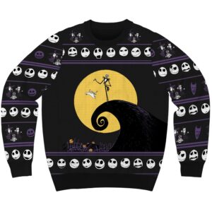 Disney The Nightmare Before Christmas Winter Holiday Sweater Licensed (Medium) Black