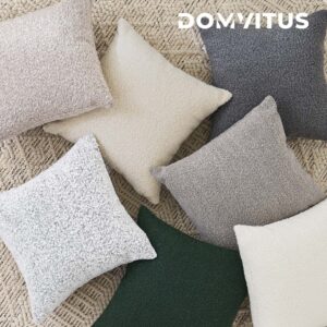 DOMVITUS Luxury Decorative Throw Pillow Cover 18 x 18 Inch Textured Boucle Square Sofa Couch Pillow for Living Room Woven Accent Cushion Case, 1PC, Buttery Cream