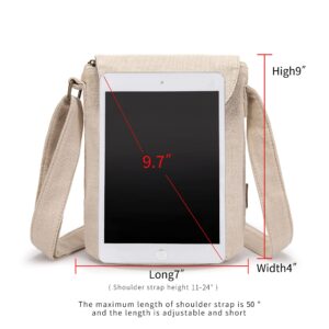 OPQRSTU Women's Retro Small Size Canvas Shoulder Bag Hippie Hobo Crossbody Handbag Casual Tote (off-white)