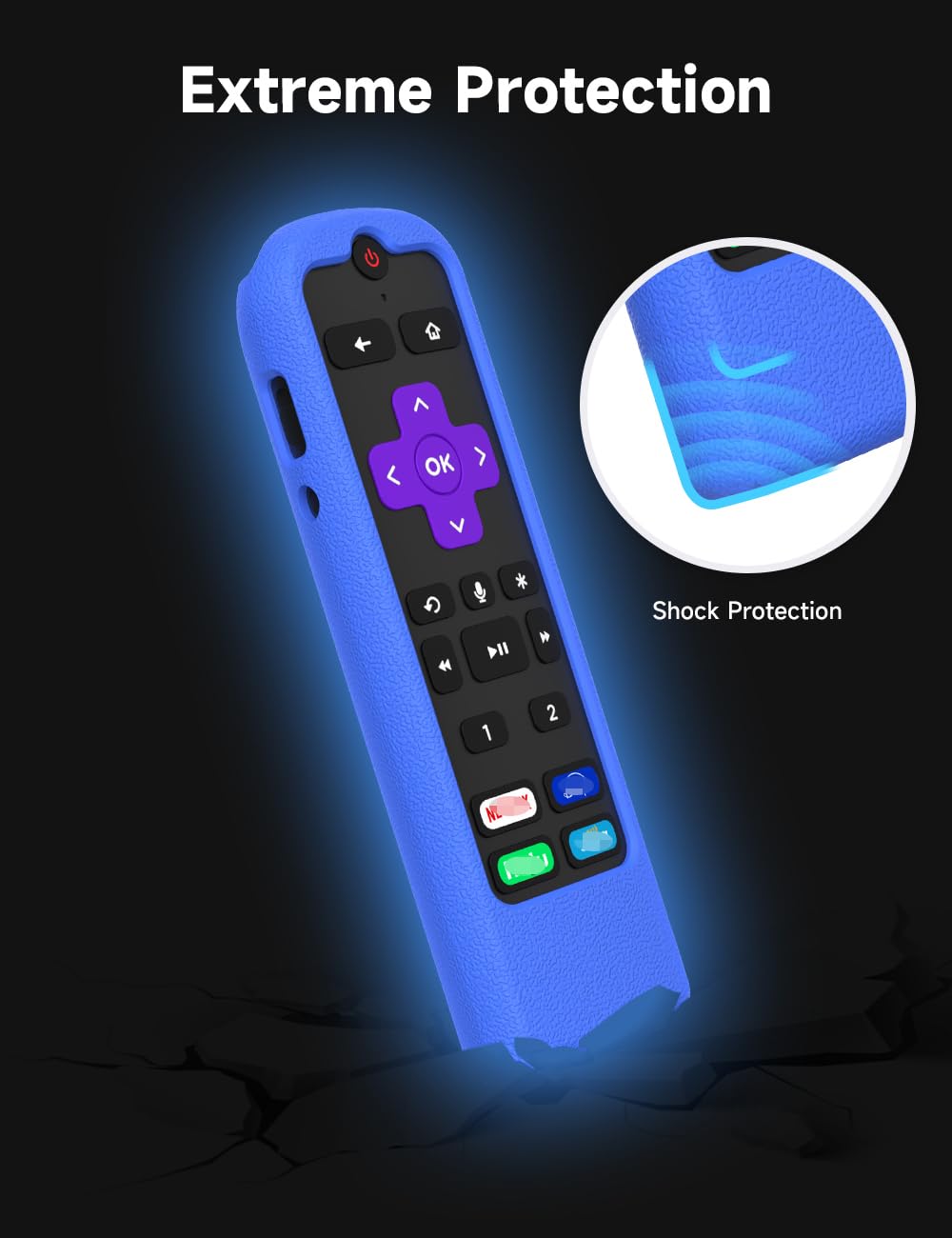 Silicone Remote Case for Roku Voice Remote Pro,Select Series 4K/lus Series 4K TVs 2024,RCS01R Shockproof Protective Cover for Ultra(2019-2011) with Lanyard for Streaming Stick 4K+ Remote(Blue)