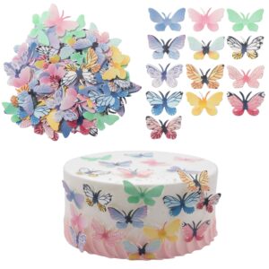 gyufise 72pcs edible butterfly cupcake toppers 3d colorful cake realistic butterfly dessert decoration for birthday party wedding food decorations mixed size